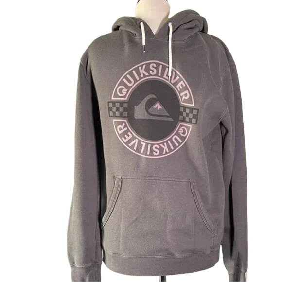 Quiksilver Charcoal Hoodie with Pink Accents - Picture 1 of 2